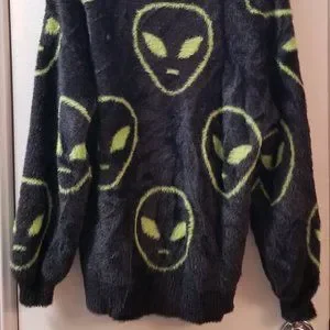 Forever 21 Fuzzy Knit Alien Sweater